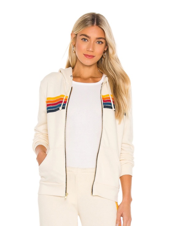 Aviator Nation Tops - Aviator Nation 5 Stripe Hoodie in Vintage White